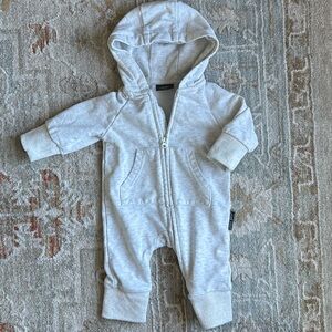 Little Bipsy light heather grey hooded romper
